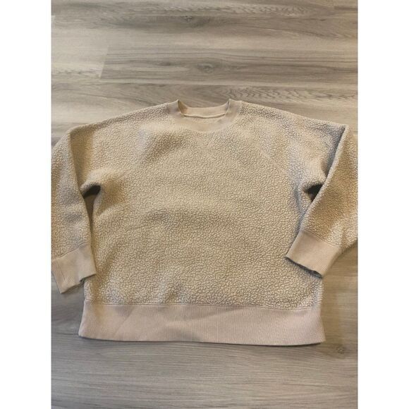 Everlane, women's beige fleece crew neck casual pullover size large - Picture 1 of 7